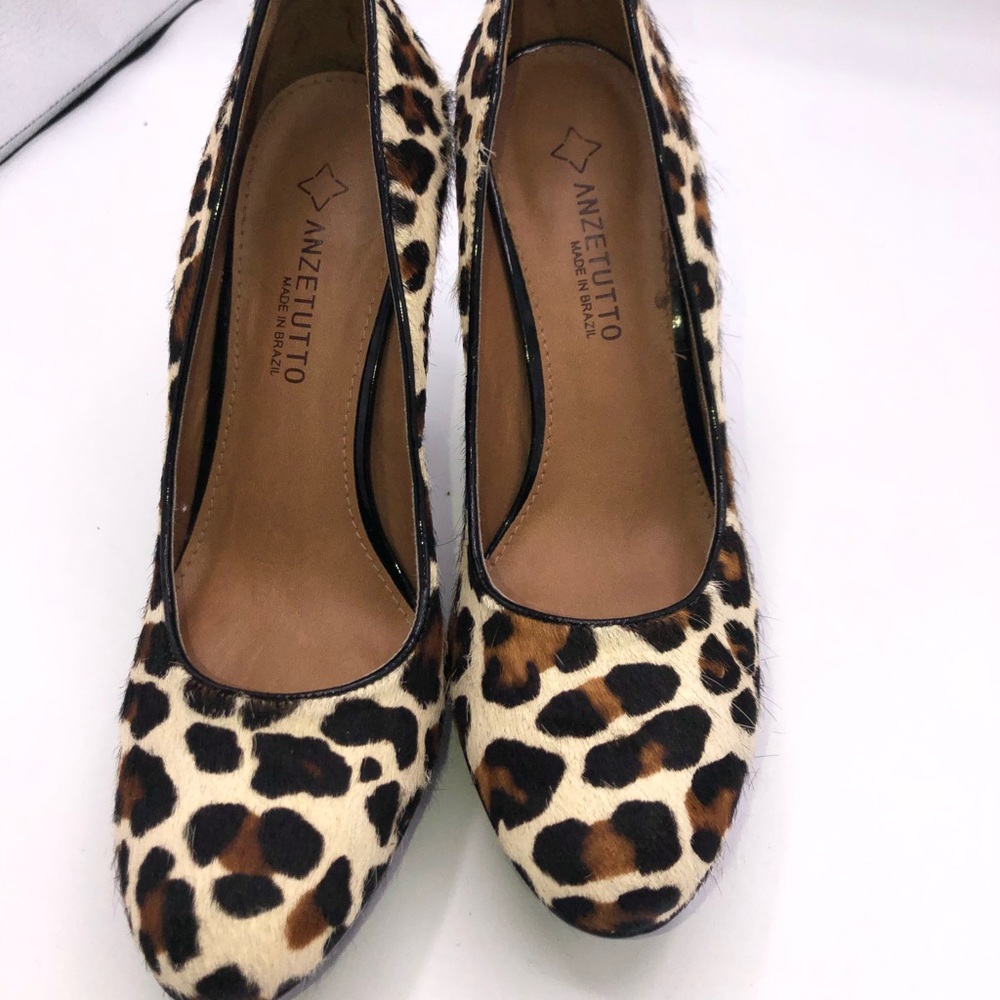 Anzetutto Leopard Pony Hair Heels Size 8